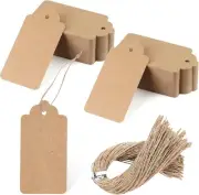 SallyFashion 100pcs Gift Tags with String Attached, 2inch*4inch, Large Brown