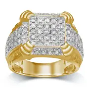 Bevilles Men's Ring with 2.00ct of Diamonds in 9kt Yellow Gold