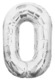 40" NUMBER (0) BALLOONS - Self Inflated Air/Helium - Foil Balloons - SILVER
