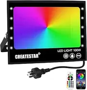 100W RGB LED Flood Light, Smart Flood Lights Outdoor IP66 Waterproof Bluetooth App Control, RGB Color Changing Garden Lights, Smart Floodlights for Garden Terrace Stage Lighting Christmas Party
