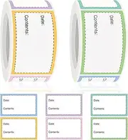 2 Rolls 500 Pcs Removable Color Freezer Labels, Food Date Labels for Containers Jars, Kitchen Restaurant Storage Stickers, Durable & Waterproof Organization Supplies