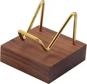 Dickly Metal Arm Mineral Stand Display Holder Rack Wood Support Base for Crystal Ores Agate Rocks, Style 01, as described