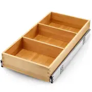Pull Out Cabinet Drawer Organizer for Kitchen, Sliding Bamboo Wood Storage Ra...