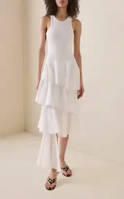 [ALAÏA] Spiral Cotton-Linen Skirt