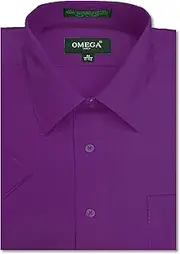 [OmegaTux] Mens Short Sleeve Solid Color Dress Shirts