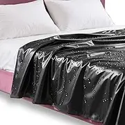 PVC Sheet Pad Waterproof Stain and Mess Oil-Proof Push Massage Spa Bed Sheet Thickened Protective Cover Bedspread Adult Couple for Upholstery Dressmaking Accessories (Black, 200 * 220cm)