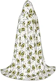 SKKNT Funny Cartoon Avocados Print Halloween Hooded Cloak Full Length Cape With Hood For Men And Women For Carnival