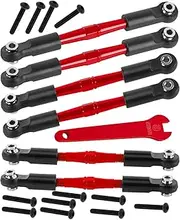 RC Adjustable Turnbuckles Camber Upgrades Part for 1/8 Typhon 4WD V3 3S MEGA 550 BLX,1/10 Big Rock 4X4 V3 3S BLX RC Car,Tie Rod Set Link Linkage Rod,Adjustable Links Steering Links,6PCS(Red).
