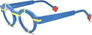 [HEPIDEM] Multicolor Acetate Glasses Frame Women,Oversize Round Optical Eyeglasses