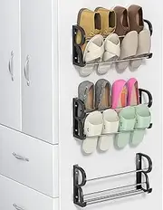 DEYILIAN Wall Shoe Rack for RV Shoe Storage, 3 Pack Wall Mounted Shoe Rack with Sticky Hanging Mounts for Camper, Small Space Door Shoe Holder for Wall Shoe Organization Shelf No Drilling
