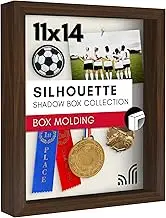 Americanflat 11x14 Shadow Box Frame with Shatter-Resistant Glass - Silhouette Collection - Large Shadow Box Display Case for Tabletop and Wall Display - Walnut with Soft Felt Back