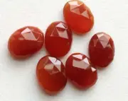 14-15mm Carnelian Orange Chalcedony Rose Cut Cabochon, Orange Flat Back Oval Lot