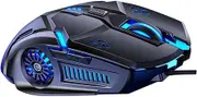 Tofficu 1Pc Luminescent Mechanical Mouse Key Layout Mute Gaming Accessory Seven Color Breathing Light Ergonomic Design for Desktop and Laptop Use Black
