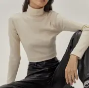 Nasty gal Ribbed Roll Neck Long Sleeve Top size 10 large NWT