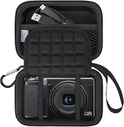 Lacdo Camera Carrying Case for RICOH GR III HDF/GR IIIx HDF/GR IIIx/GR III/GR II/GR Digital Camera, Hard EVA Protective Camera Storage Trave Bag, Mesh Pocket fits Batteries, USB Cable, Black