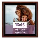 16x16 Frame Walnut With Black Picture Mat For 16x16 Photo - Walnut 19x19 Frame T