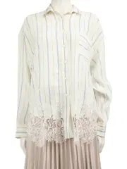 Striped Silk Lace Pattern Shirt