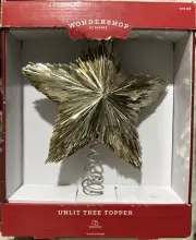 Wondershop Unlit Tree Topper Gold Shimmer Star 11" Tall NEW