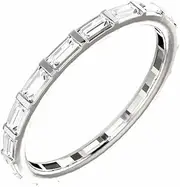[HEARTS AND YOU] 3ct Baguette Moissanite Minimalist Eternity Wedding Ring Band White Gold Plated