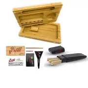 bamboo backflip rolling tray+ RAW cone king 98 loader+RAW three tree cone case