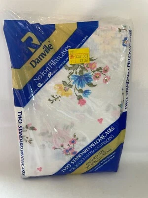 NOS Vintage Dan River Mills Danville Standard Pillowcase Floral 2 in the pack