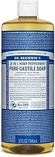 Dr. Bronner's - Pure Castile Liquid Soap - Organic Oils - 18-in-1 Multi-functional Soap For Humans, Homes & Pets - Peppermint Scent - 946 ml