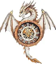 Lilcubics 3D Wooden Puzzles for Adults Model Kit Dragon Clock, Mechanical Model Building Kit DIY Hobbies for Women Men, Vintage Wall Clock Puzzle Birthday Gift for Adults Teens Craft Gift Home Decor