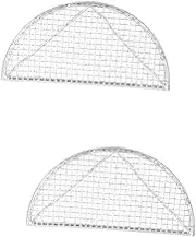 Hoement 2 Pcs Japanese Semicircle Net Stainless Steel Mesh Strainer Tempura Cooking Tool Heat Resistant Non-Slip Edging Design