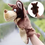 Brown Wolf Animal Hand Puppet Soft Stuffed Doll Storytelling Soothing Gloves Kid