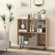 CostwayOpen Shelf Bookcase with 4 Compartments for Living Room Bedroom-Natural