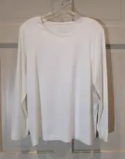 NWT Chico’s The Ultimate Tee Long Sleeve Top Petite Sz 2P PL Ecru Rayon Stretch