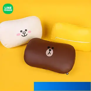 LINE FRIENDS 車載靠枕 汽車皮質靠枕  汽車頭枕 車內卡通動漫卡通呆萌頭枕 車用座椅枕頭 護頸枕