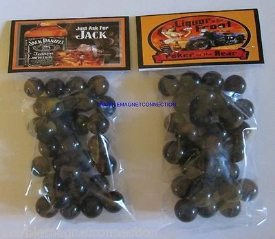 2 BAGS OF JACK DANIELS WHISKEY / JUST ASK FOR JACK ADVERTISING PROMO MARBLES