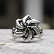 Handmade 925 Sterling Silver Spiral Flower Ring - Unique Geometric Pinwheel