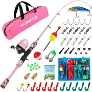KIDS FISHING POLE PORTABLE TELESCOPIC FISHING ROD & REEL FULL KITS SPINCAST