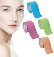 Pack of 4 Face Lifting Tape, Anti-Wrinkle Plasters, Multifunctional Face Tape for Skin Tightening, Wrinkle Patches for Forehead, Eyes and Lips (Skin Colour, Purple, Green, Blue)