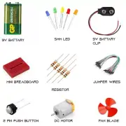 Electronic Kids Starter Kit,LED,Jumper Wires,Mini Breadboard,Fan Blade,Resistors