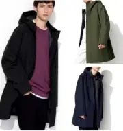 UNIQLO Block Tech Coat Hooded Water Resistant Black / Olive / Navy Men 2024