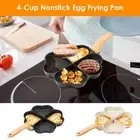 Aluminum Alloy Omelette Pan Non Stick Cup Egg Pan with 4 Cup Even Heating AmwbO
