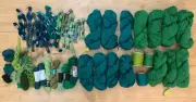 LOT [ 14 qty ] 4oz Hanks + more Paterna / Paragon / DMC skeins Shades of Green