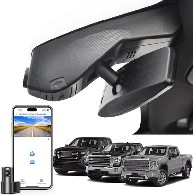 Front 4K & Rear 1080P Dash Cam for GMC Sierra 1500 2019-2021, 1500 Black