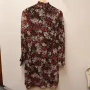 NWT Ann Taylor Floral Dress Sz 6 Frocked Bodice Collar Elastic Sleeve Layered