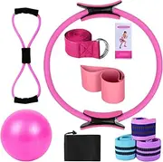 Yoga Sets for Women, Pilates Ring Set - Pilates Ring Kit, Home Workout Accessories, Multifunctional Elastic Belt, Yoga Bands for Gym, Men and