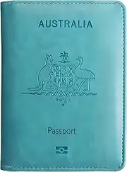 [Pakho] Elastic Rope Fixing Passport Holder for Australia – Secure Travel Wallet with Card Slots, Anti-Theft RFID Protection, Slim Document Organizer for Men & Women（Blue）