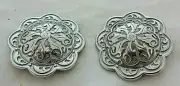 Jeremiah Watt Pair Conchos Floral Stainless Steel Screw Back Horse Tack Sizes