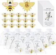 [Yinkin] 24 Sets Bee Pins Bulk Bee Brooches Party Favors Happy Cute Oil Drop Lapel Pins with Hugged Cards Organza Gift Bags Pins for Women Men Bee Lovers Bee Day Baby Shower Birthday, metal, porcelain, ceramic