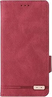 [YukeTop] Case for Oppo A17, PU Leather Flip Folio Wallet Cover, with Card Slots, Case Cover for Oppo A17.(Red)