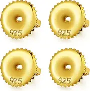 DELECOE 2 Pairs Gold Screw Earring Backs,14K Gold Plated Sterling Silver Screw on Earring Backs Replacements for Diamond Earring Studs, Hypoallergenic Secure ScrewBacks for Threaded Post .032/''