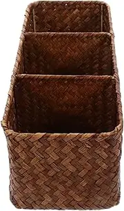 LOPUNER Small Woven Storage Basket Organizer with Compartments Chic Desktop Basket for Jewelry Trinkets and Home Decor Versatile for Nursery Office and Living Spaces