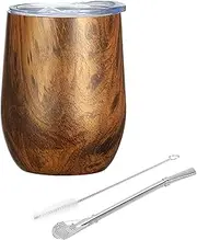Yerba Mate Stainless Steel Mate Mug, 360 ml, Suitable for Mate Tea, Coffee and Fruit Tea, Teak Brown